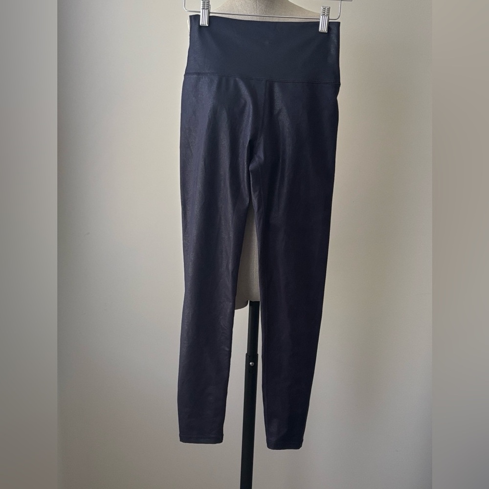 Arie Off Line Leggings Womens Medium Metallic Blue Stretch Yoga Workout